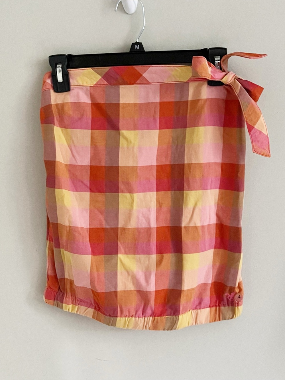 AEO  NWT orange, red, pink and yellow plaid strapless top sz 4